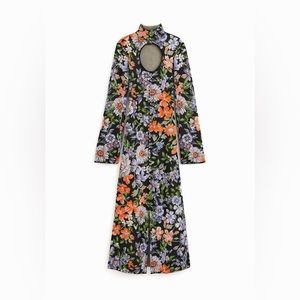 rabanne H&M. Jacquard-knit, ankle-length dress with70's inspired floral pattern.